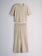 The Set Soft Knit T-Shirt and Trouser Co-Ord Set Oatmeal Brown - Image 1 of 11