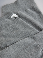 The Set Crew Neck Long Sleeve Merino Jumper Grey - Image 8 of 8