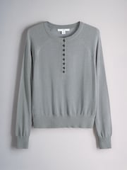 The Set 3 Pack Sheer Knit Henley Jumpers White/Light Grey/Navy Blue - Image 6 of 9