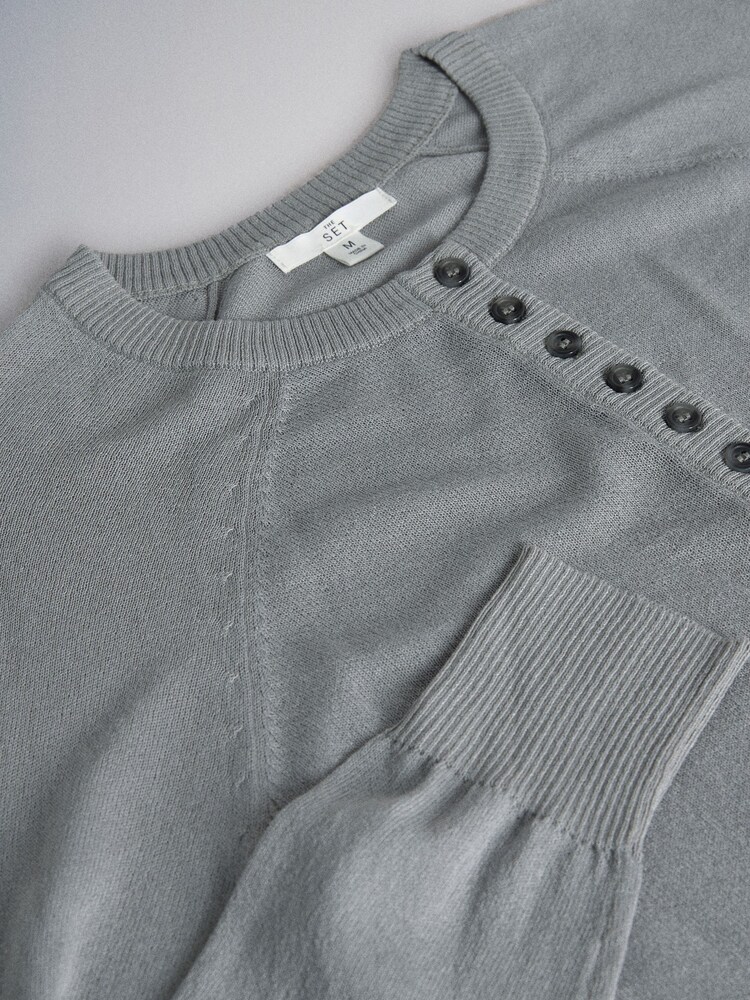 The Set 3 Pack Sheer Knit Henley Jumpers White/Light Grey/Navy Blue - Image 9 of 9
