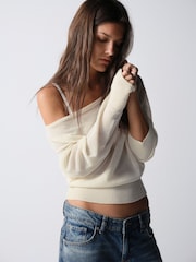 The Set 3 Pack Sheer Slash Neck Jumpers Cream/Camel/Chocolate Brown - Image 3 of 13