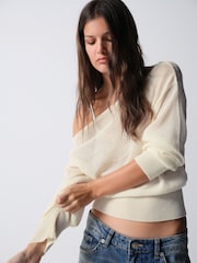 The Set 3 Pack Sheer Slash Neck Jumpers Cream/Camel/Chocolate Brown - Image 4 of 13