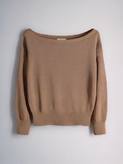 The Set 3 Pack Sheer Slash Neck Jumpers Cream/Camel/Chocolate Brown - Image 9 of 13