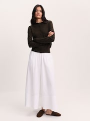 The Set Crew Neck Long Sleeve Merino Cardigan Khaki Green - Image 6 of 9