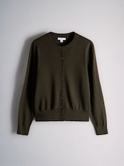 The Set Crew Neck Long Sleeve Merino Cardigan Khaki Green - Image 7 of 9