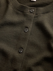 The Set Crew Neck Long Sleeve Merino Cardigan Khaki Green - Image 8 of 9