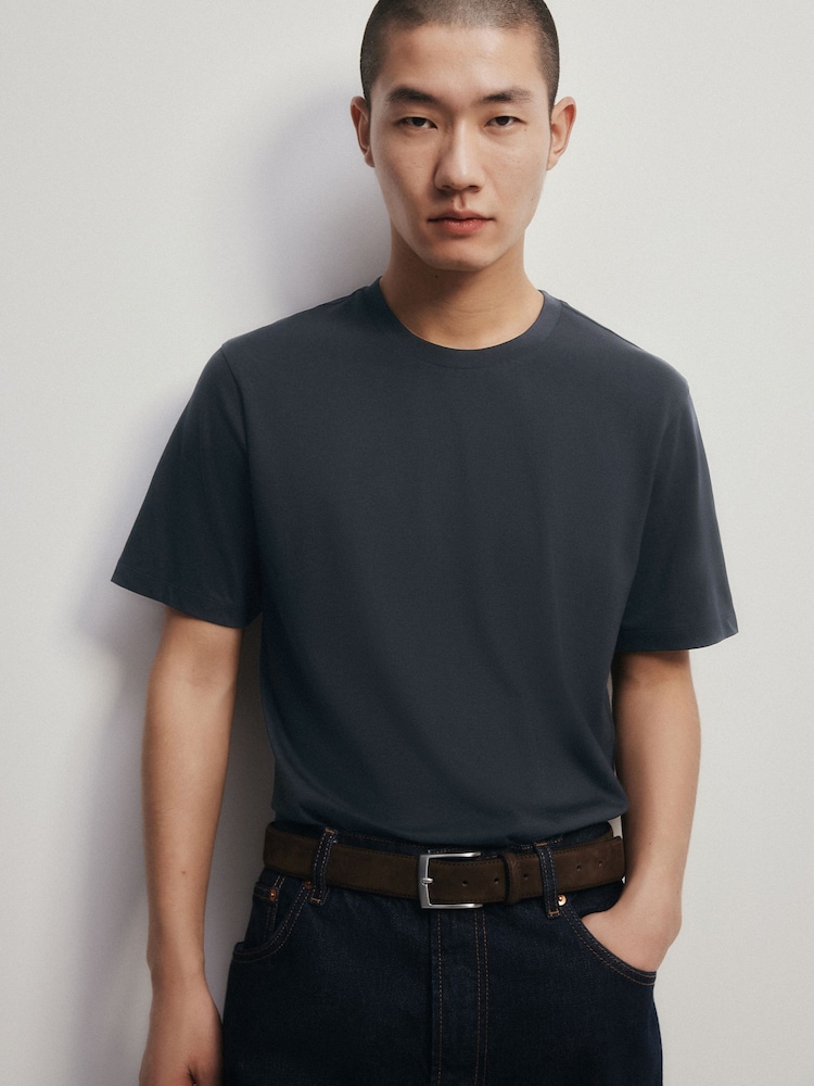 The Set Single Supima Cotton T-Shirt Navy - Image 1 of 6