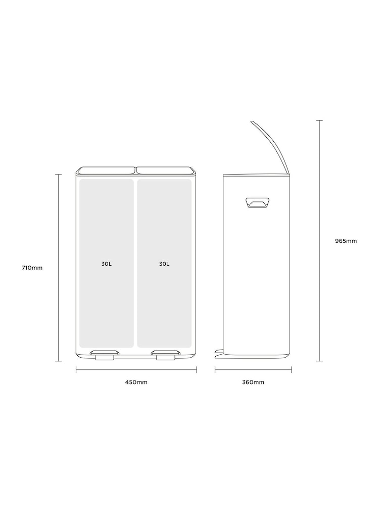 Charles Bentley Grey 30L Double Compartment Kitchen 60 Litre 15L - Image 6 of 6 Charles Bentley Grey 30L Double Compartment Kitchen 60 Litre 15L - Image 6 of 6