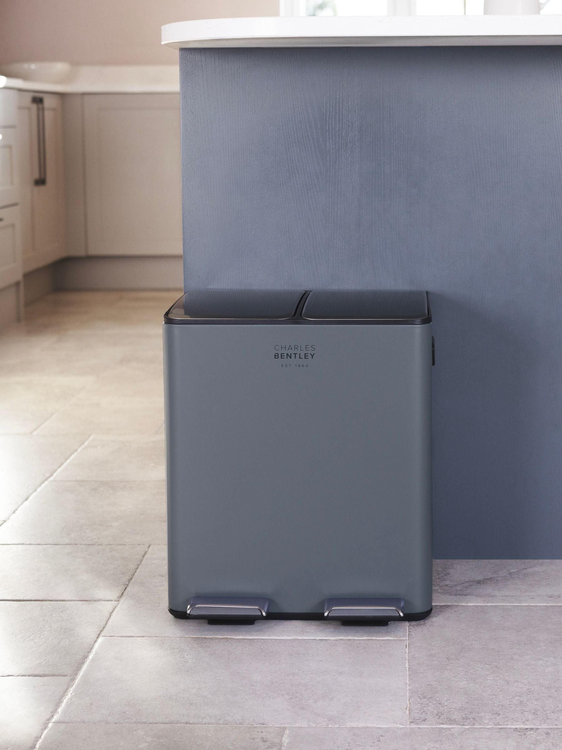 Buy Charles Bentley Grey 30L Double Compartment Kitchen Bin 30