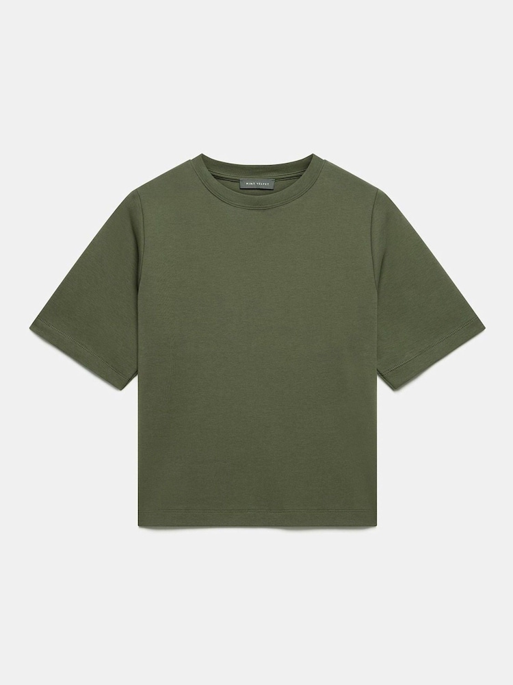Mint Velvet Green Ultimate Cotton T-Shirt - Image 1 of 2 Mint Velvet Green Ultimate Cotton T-Shirt - Image 1 of 2