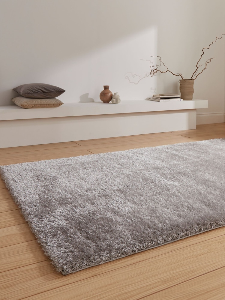 Think Rugs Silver Lux Shaggy Plain Shaggy Rug - Image 2 of 6