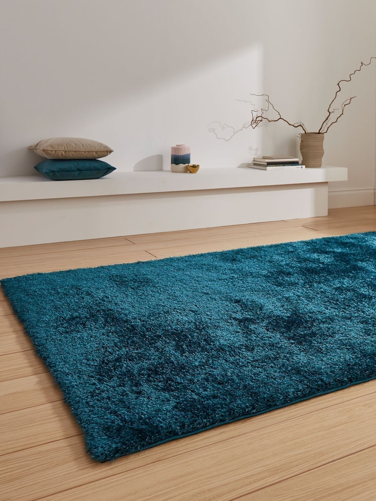 Think Rugs Dark Green Lux Shaggy Plain Shaggy Rug - Image 2 of 6