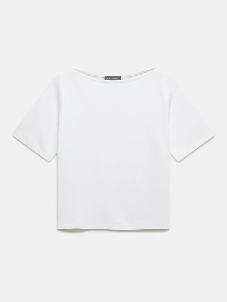 Mint Velvet Cream Slash Neck T-Shirt - Image 1 of 3