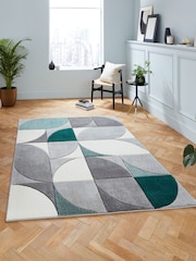 Think Rugs Teal Matrix MT63 Modern Geometric Rug - Image 1 of 6