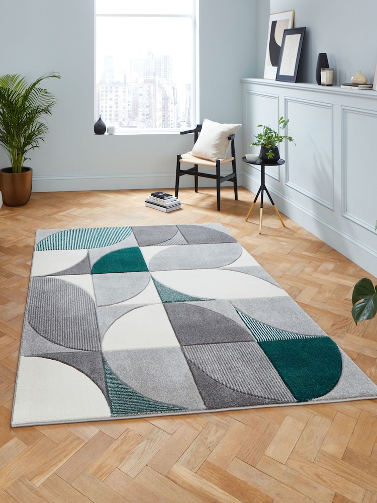 Think Rugs Teal Matrix MT63 Modern Geometric Rug - Image 1 of 6 Think Rugs Teal Matrix MT63 Modern Geometric Rug - Image 1 of 6