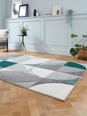 Think Rugs Teal Matrix MT63 Modern Geometric Rug - Image 2 of 6