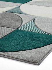 Think Rugs Teal Matrix MT63 Modern Geometric Rug - Image 4 of 6