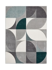 Think Rugs Teal Matrix MT63 Modern Geometric Rug - Image 5 of 6