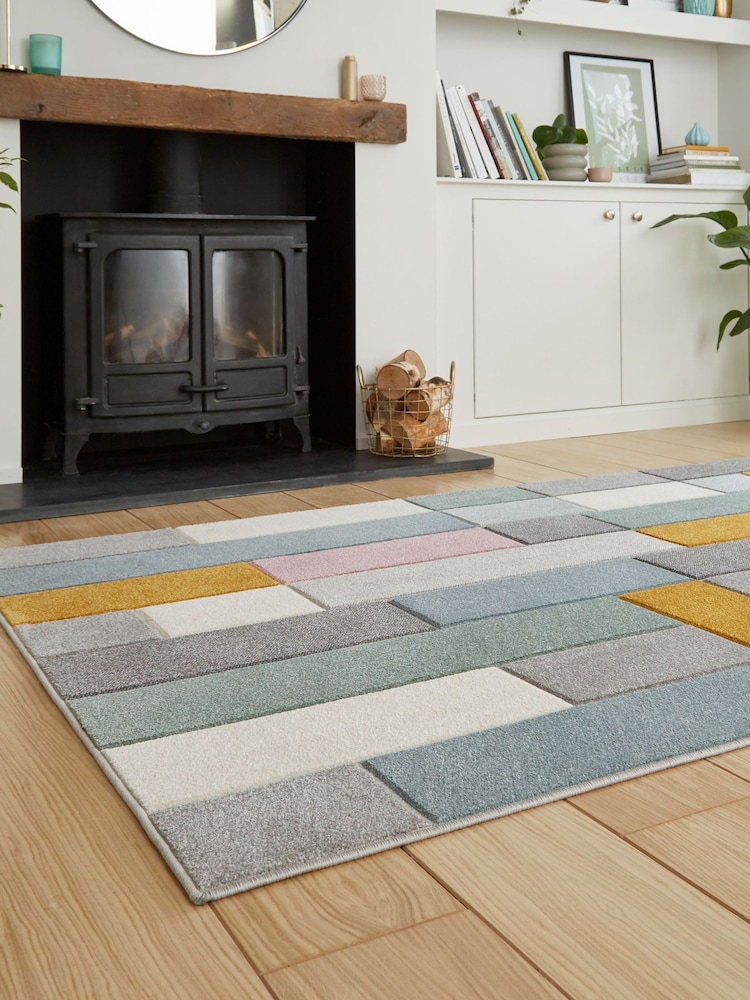 Think Rugs Multi Matrix E7918 Modern Geometric Rug - Image 2 of 6