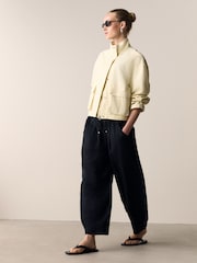 Black/Chocolate Brown Barrel Leg Linen Cotton Blend Trousers 2 Pack - Image 2 of 5