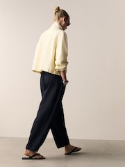 Black/Chocolate Brown Barrel Leg Linen Cotton Blend Trousers 2 Pack - Image 3 of 5