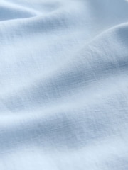 Light Blue Barrel Leg Linen Cotton Blend Trousers - Image 2 of 3