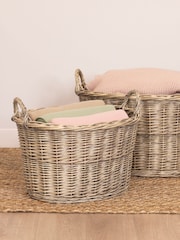 Snug Set of 2 Natural Oval Wicker Log Baskets - Image 4 of 6