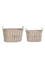 Snug Set of 2 Natural Oval Wicker Log Baskets - Image 5 of 6