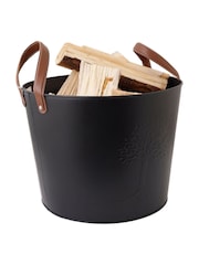 Snug Black Large Mulberry Leather Handle Log Bucket - Image 3 of 6