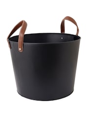Snug Black Large Mulberry Leather Handle Log Bucket - Image 4 of 6