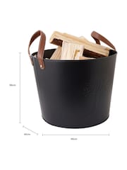 Snug Black Large Mulberry Leather Handle Log Bucket - Image 6 of 6