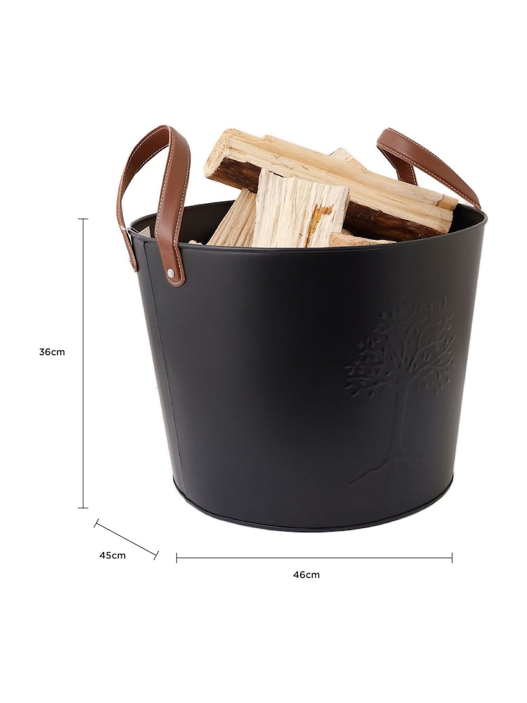 Snug Black Large Mulberry Leather Handle Log Bucket - Image 6 of 6
