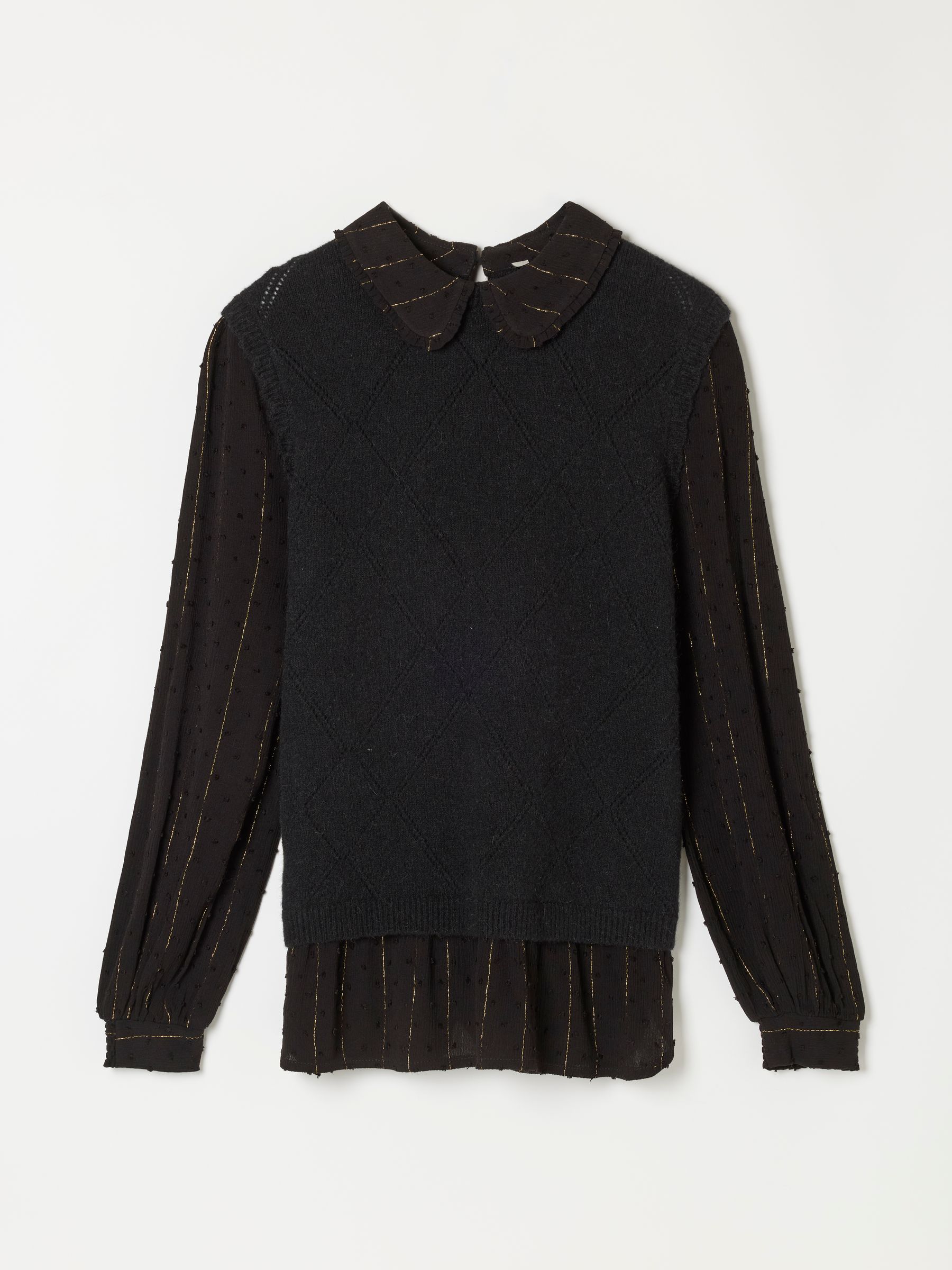 Buy Pia Black Sparkle Double Layer Knitted Tank Shirt from Next