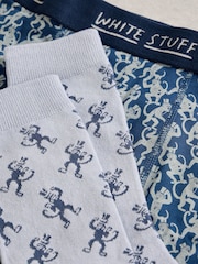 White Stuff Dark Blue Boxers & Sock Gift Set - Image 4 of 4