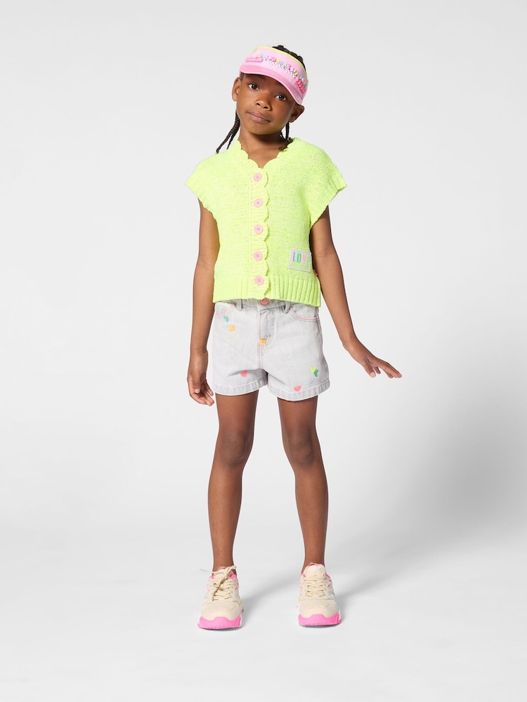 Billieblush Knitted Sleevless Yellow Cardigan With Logo - Image 2 of 5