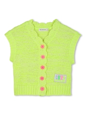 Billieblush Knitted Sleevless Yellow Cardigan With Logo - Image 3 of 5