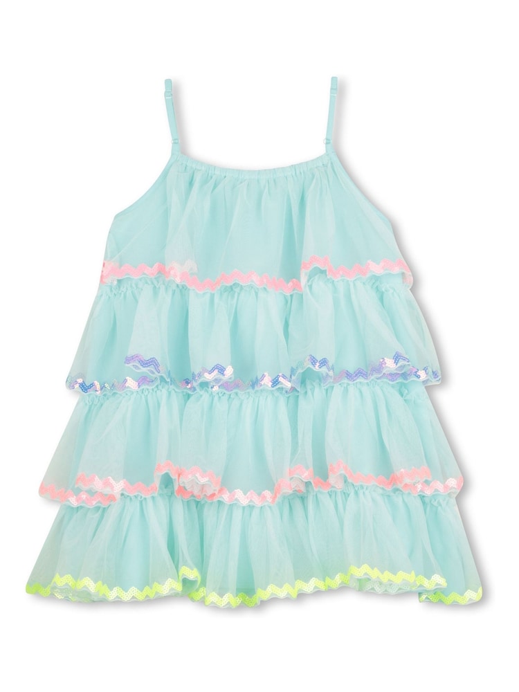 Billieblush Tulle Layered Strappy Sequin Party Occasion Blue Dress - Image 2 of 3