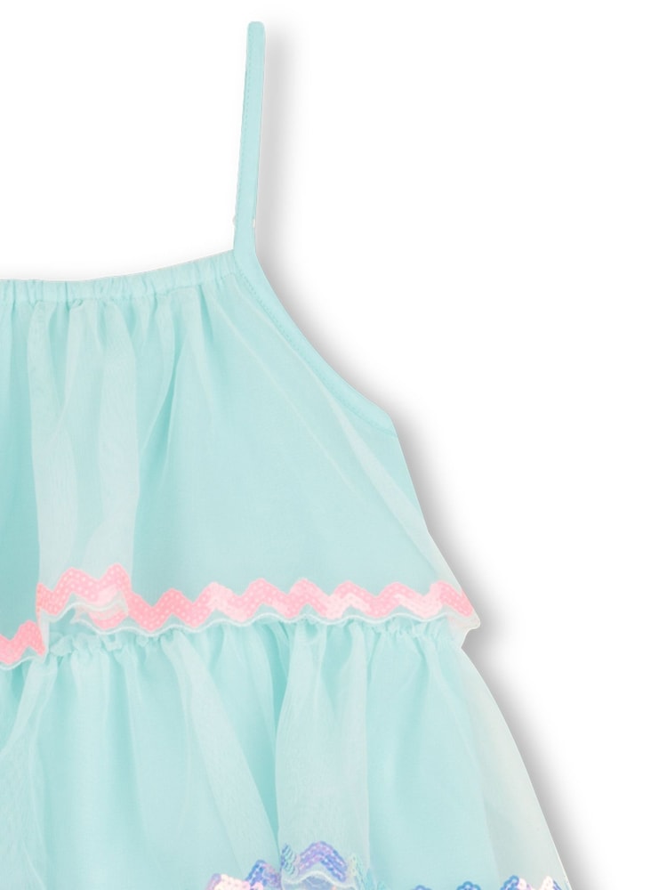 Billieblush Tulle Layered Strappy Sequin Party Occasion Blue Dress - Image 3 of 3