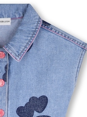 Billieblush Heart Print Denim Blue Playsuit - Image 3 of 3