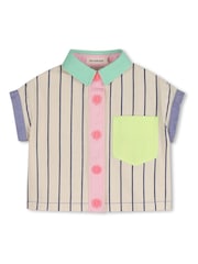 Billieblush Colourblock Button Through Pinstripe Cream Shirt - Image 2 of 4