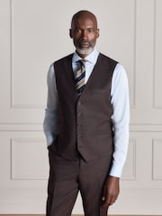 Brown Signature Slim Fit Zignone Italian Wool Cashmere Flannel Suit Waistcoat - Image 1 of 8