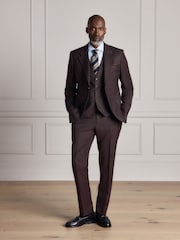 Brown Signature Slim Fit Zignone Italian Wool Cashmere Flannel Suit Waistcoat - Image 2 of 8