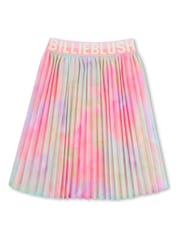 Billieblush Multicolour Pleated Pink Skirt With Logo Waistband - Image 3 of 5