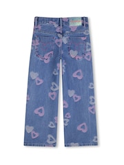 Billieblush Heart Print Denim Wide Leg Blue Jeans - Imaginea 2 din 3