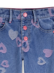 Billieblush Heart Print Denim Wide Leg Blue Jeans - Imaginea 3 din 3