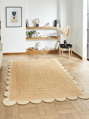 Think Rugs Natural Savannah Jute Scallop Natural Rug - Image 1 of 6