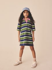 Green / Navy / Pink Stripe Short Sleeve Rugby Dress (3-16yrs) - Image 1 of 9