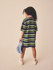 Green / Navy / Pink Stripe Short Sleeve Rugby Dress (3-16yrs) - Image 3 of 9