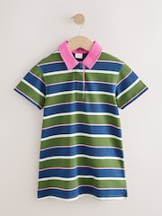 Green / Navy / Pink Stripe Short Sleeve Rugby Dress (3-16yrs) - Image 6 of 9