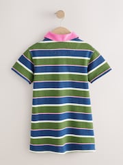 Green / Navy / Pink Stripe Short Sleeve Rugby Dress (3-16yrs) - Image 7 of 9